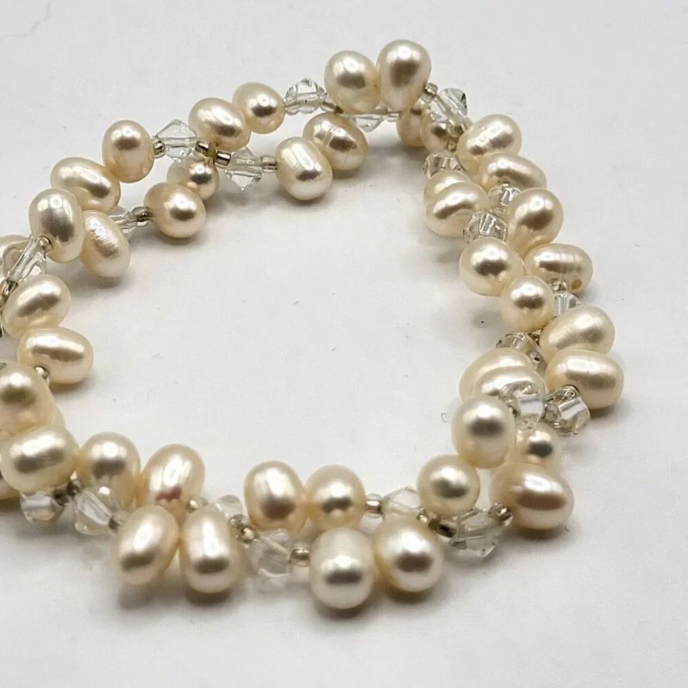 Genuine Freshwater Pearl and Crystal Beads 7in